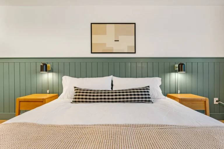 Cozy bedroom with modern decor and soft lighting