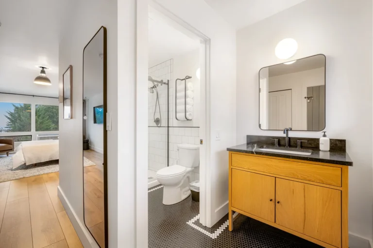 Modern bedroom and bathroom interior design